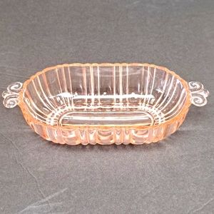Vintage pink depression glass  olive/trinket  dish